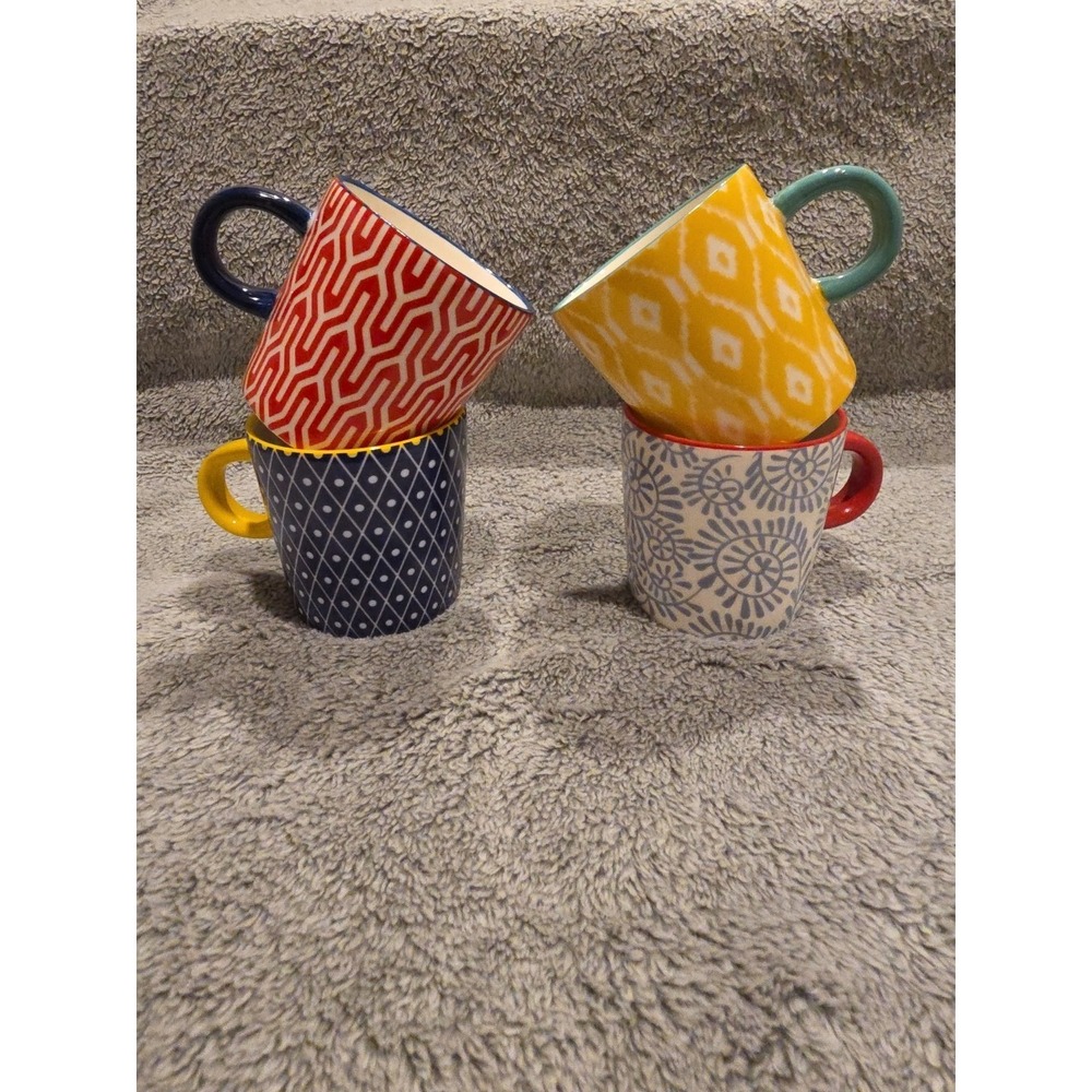 Selamica Ceramic 5 Oz Espresso Mugs 4 Piece‎ Vibrant Colors And Patterns